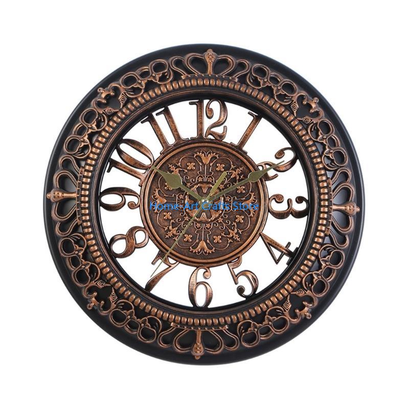 Y3NA Antique Battery Operated 12inch Round Wall Clock for Vintages Inspireds Interior Room