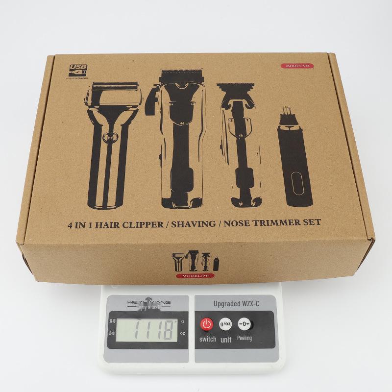 Men's 4-Piece Grooming Kit: Clippers, Razors, Nose Hair Trimmers, and Electric Hair Engraving Clippers