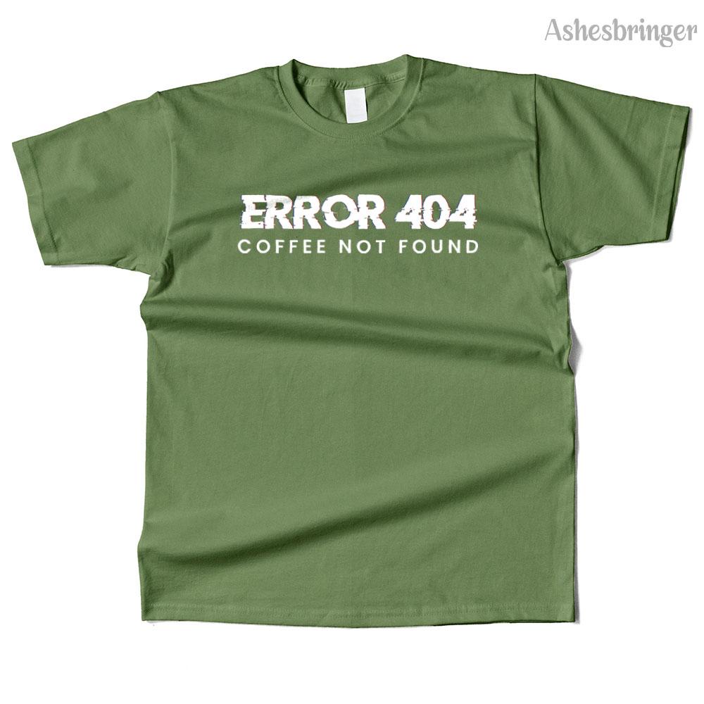 Mens Cotton Error 404 Coffee Not Found Graphic Funny T Shirt Street Casual Style Tee for Men and Women