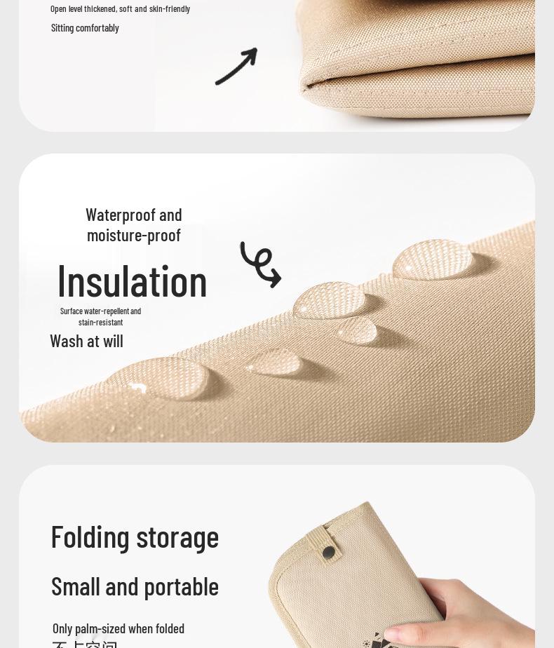 Waterproof, Thickened Folding Outdoor Mat - Portable, Breathable, and Moisture-Proof for Camping, Lawn, or Festivals