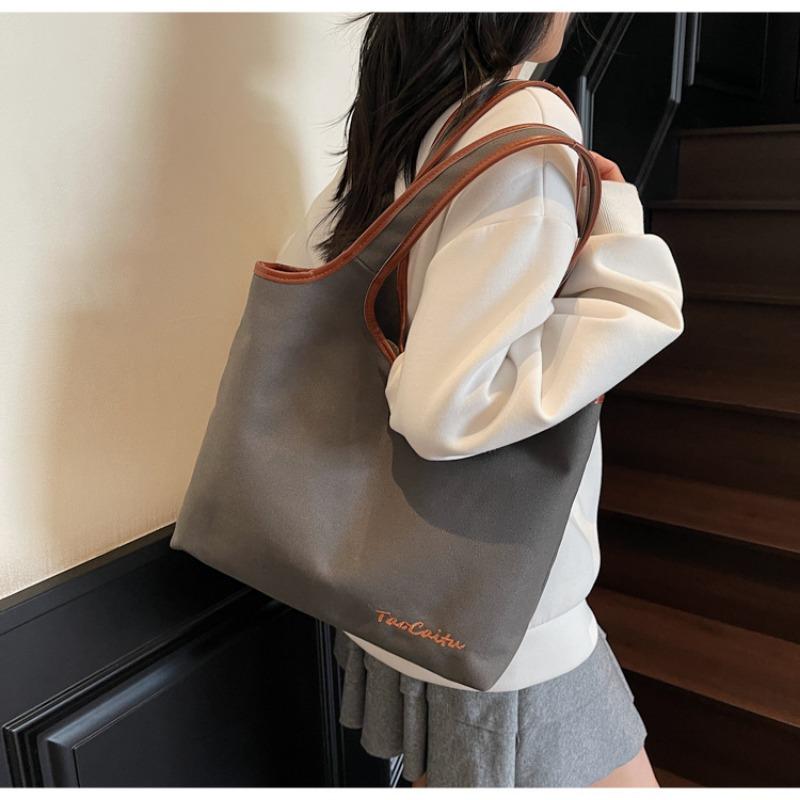 Canvas Bag Women's Large-capacity New Autumn and Winter Versatile Casual Shoulder Bag Simple Student Tote Bag
