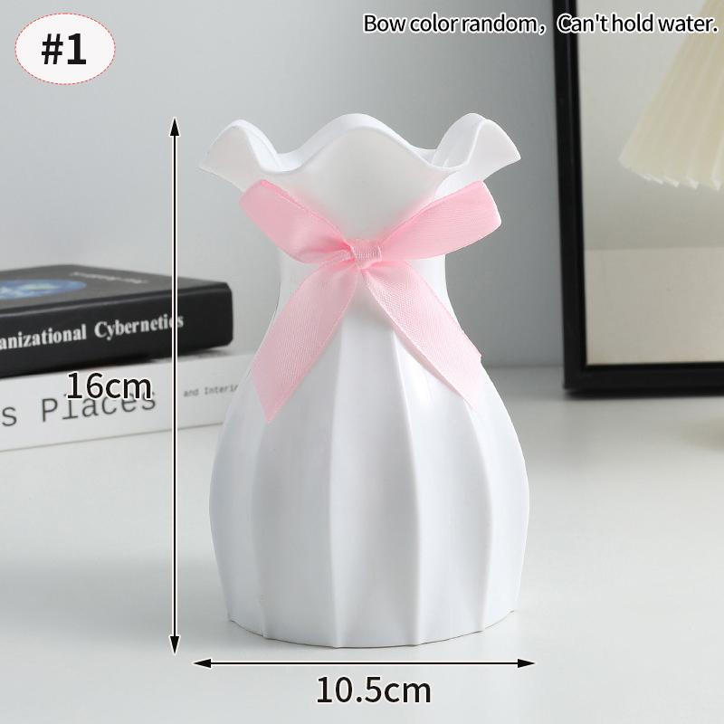 Imitation Ceramic Flower Vase Nordic Solid Color Plastic Dried Plants Vase Flower Arrangement Container Home Living Room Decor