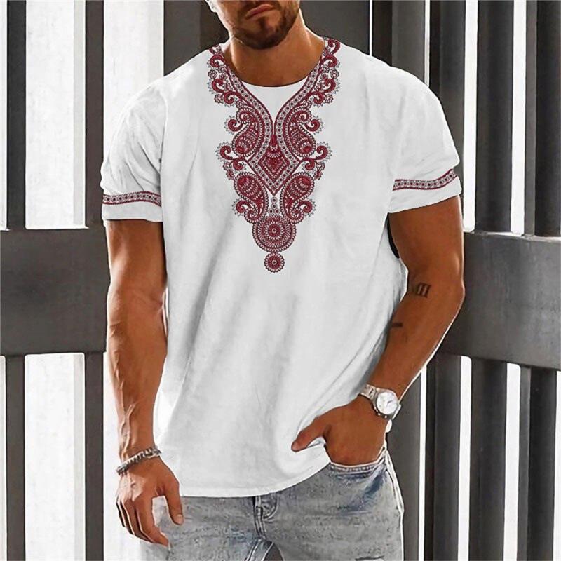 Vintage Ethnic T-shirt 3D Print Clothing O-neck Men Tops Oversized Short Sleeve Tee Summer Loose Male Streetwear Mens Clothes