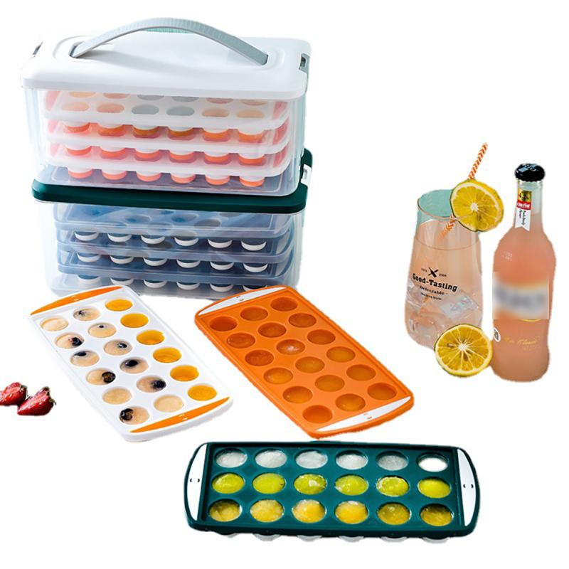 Forma na ledové kostky pro domácnost Lis na ledové kostky Zásobník na ledové kostky Zásobník s úložným prostorem