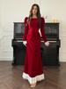 2025 Women's Winter Lace Patchwork Waist-Cinching Slim Dress