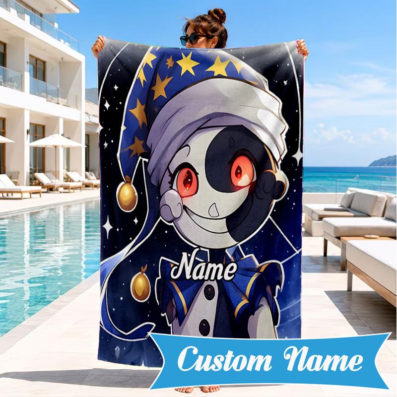 Custom Name Daycare Moon Drop Adventure Heart In Space Adventure Microfiber Beach Towel, Lightweight for Summer Travel, Swimming Pool Fan Gift