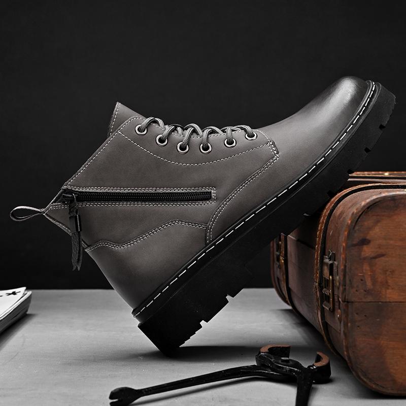 Genuine Leather Mens Outdoor Casual Shoes Side Zipper Formal Dress Boots New Fashion Motorcycle Boots Antiskid Ankle Male Boots
