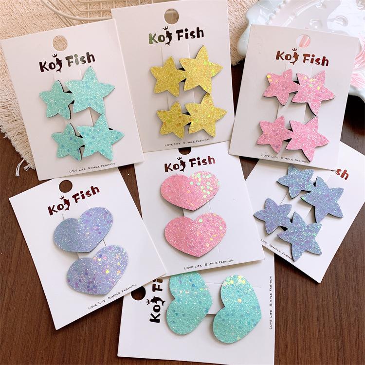 Children's Star Hairpin Sequined Love BB Clip Little Girls Bangs Side Clip Hairpin Hair Clip Barrettes Headwear Hair Accessories