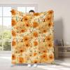 Warm Halloween Flannel Blanket - Cartoon Ghost & Pumpkin Design