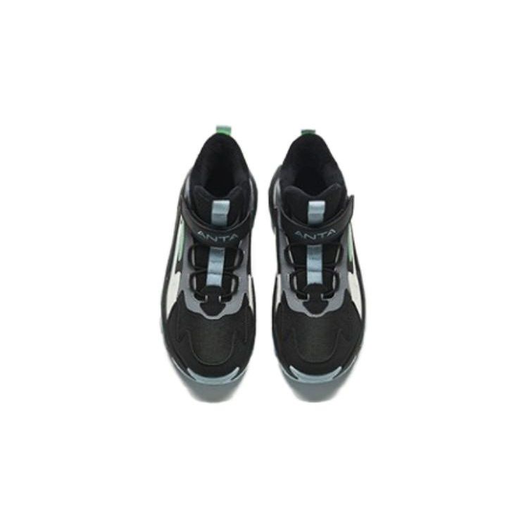Anta Kids Fleece Lined Warm Comfortable Shock Absorbing Durable Low Top Running Shoes Kids Running Shoes Black White A312346922-3