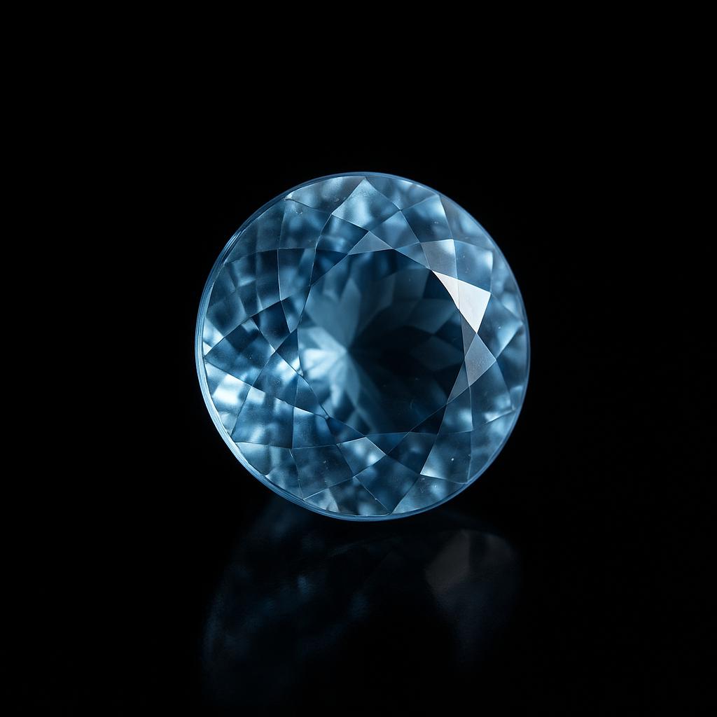 Naturalny akwamaryn, szlif okrągły, kolor oceanu niebieski, certyfikowany, 7,20 ct, luźny kamień szlachetny