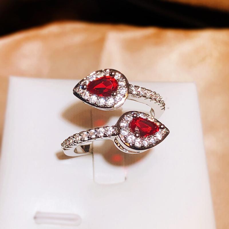 Fashion New Drops Full Diamond Ring Female  Silver Heart-shaped Ring Chinese Valentine's Day Gift To Girlfriend