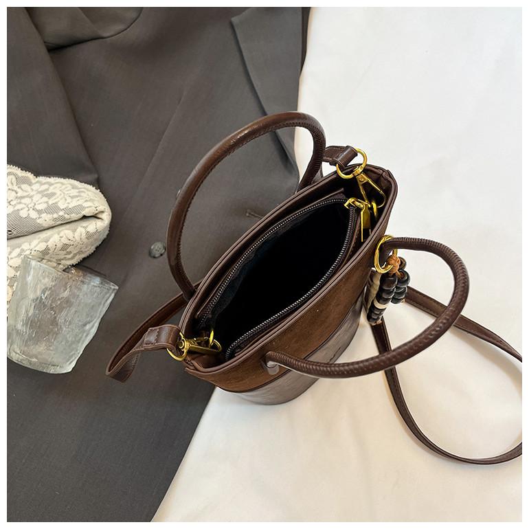IELGY Ladies Messenger Bag Suede Double Color Contrast Bucket Bag