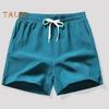 Herren-Shorts, elastischer Bund, verstellbarer Kordelzug, lässige Shorts mit Taschen, einfarbig, schnelltrocknend, Sport-Shorts