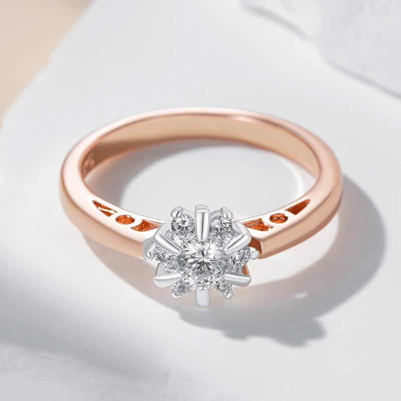 Luxury Natural Zircon Rings For Women Rose Gold Color Mix Setting Slim Design Daily Bride Wedding Jewelry