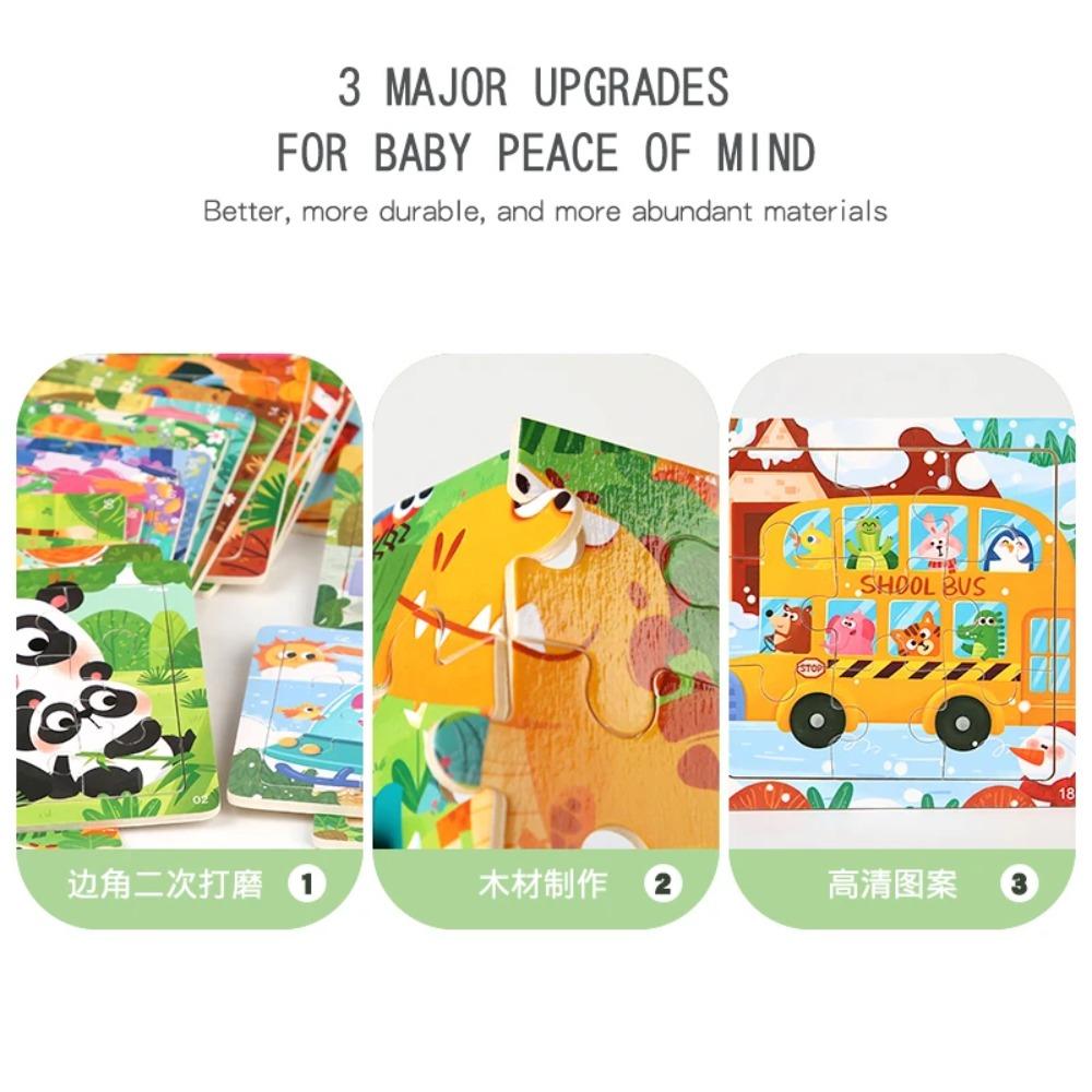 Montessori Wooden Children Cartoon Animal Pattern Puzzle Toy For Early Childhood Education 2-7 Years Old
