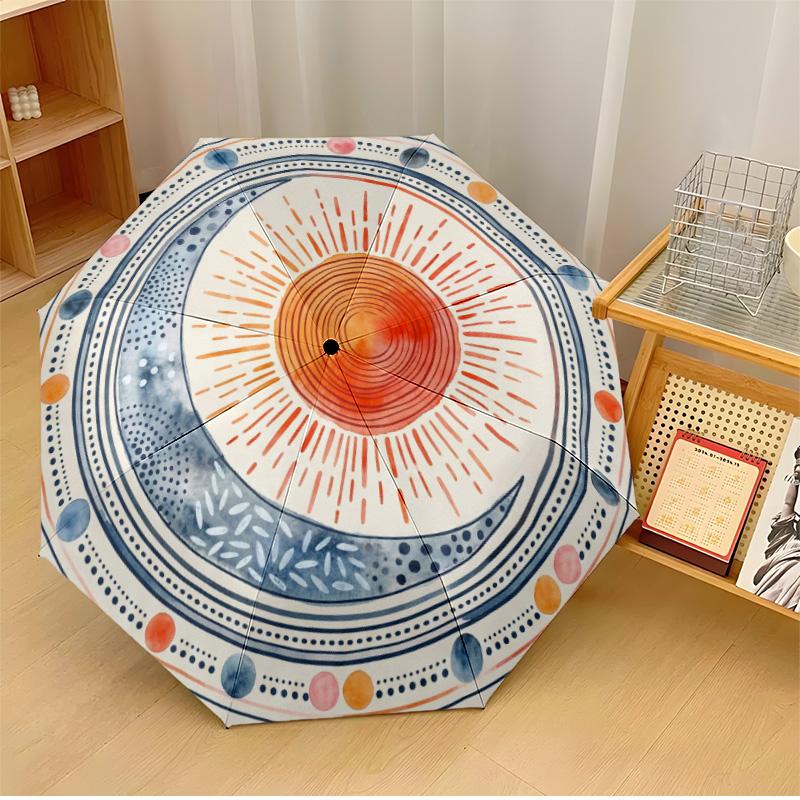 

Stained Glass Bee Mandala Printed umbrella windproof folding umbrella portable sun and rain umbrella suitable for gifting