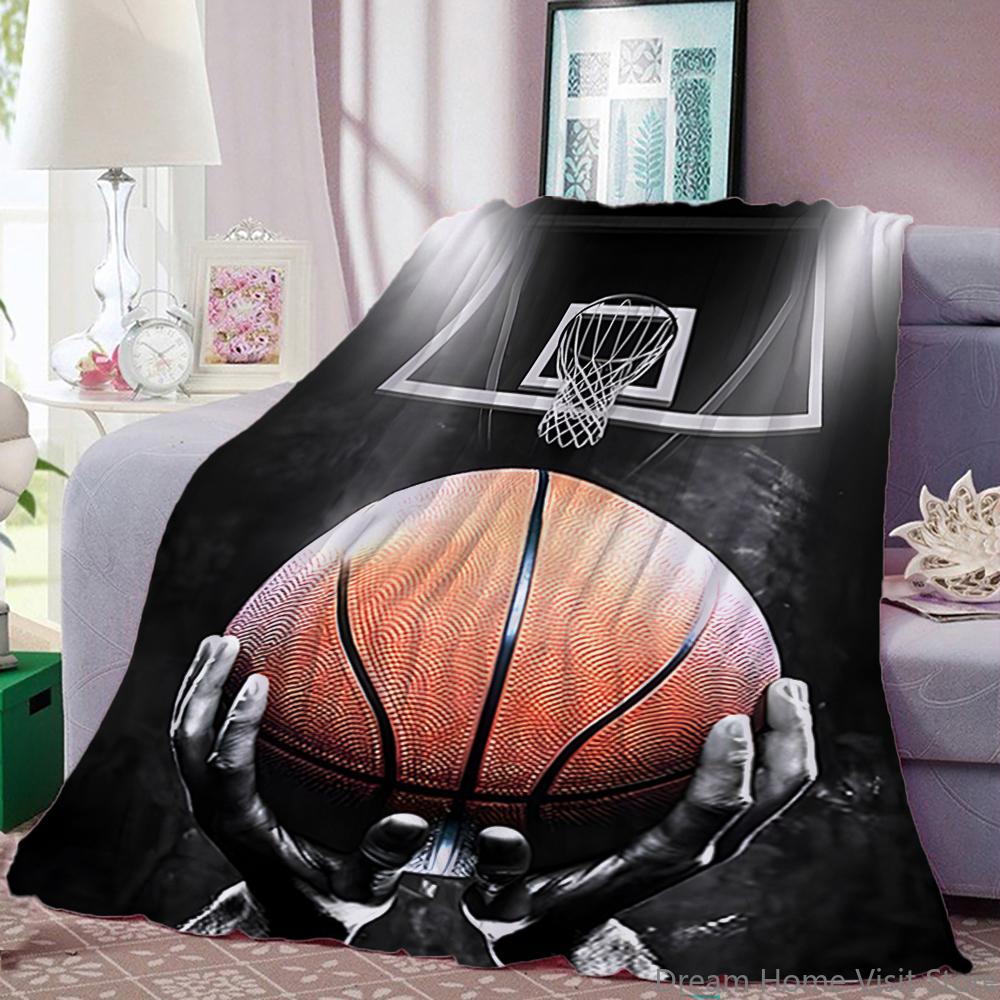 1pc Basketball Player Print Flannel Throw Blanket, suitable for Sofas, Beds, offices, Travel, camping chairs, warm plush blanket