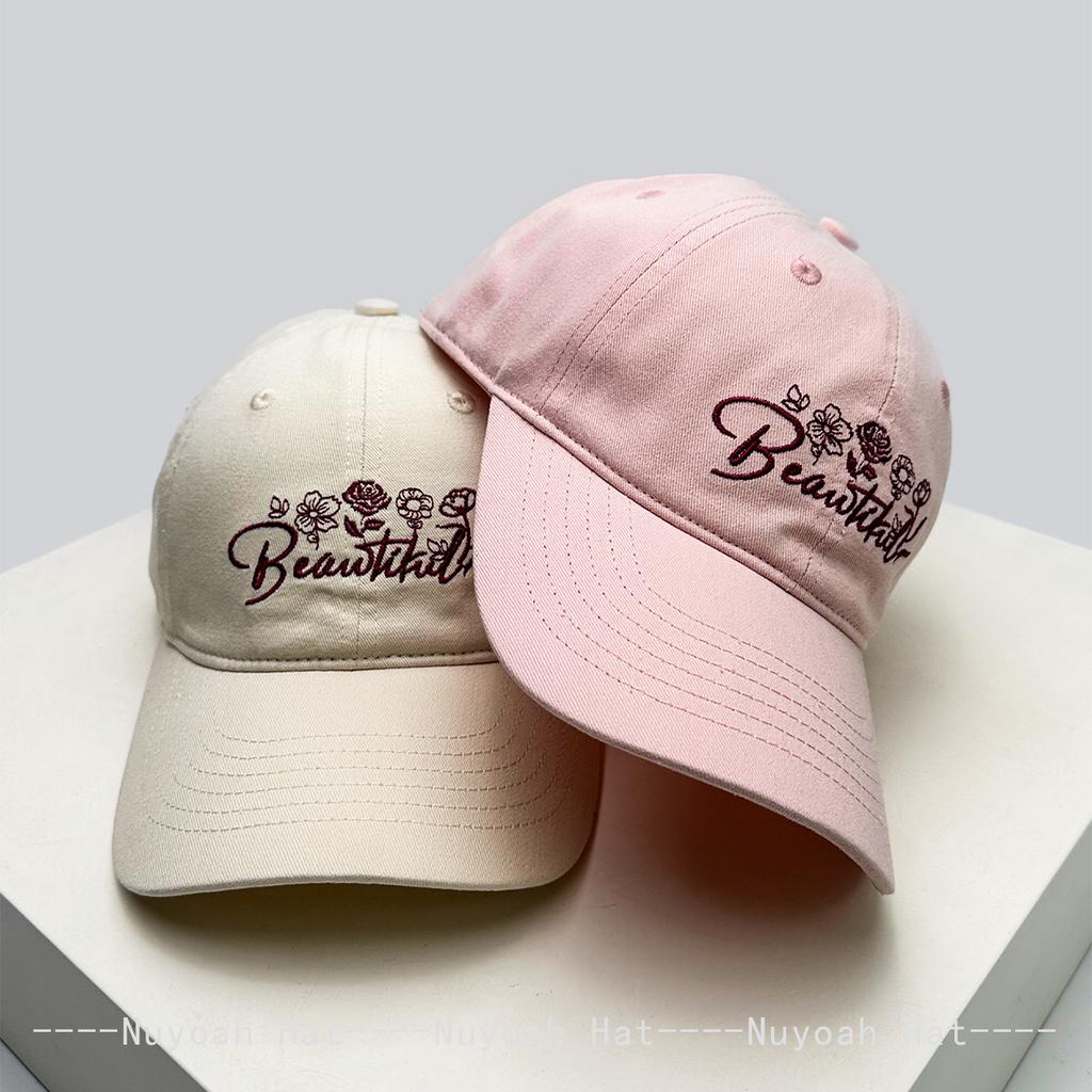 Baseball Stitching Embroidered Letterings Alphabet Flower Sweet KFashion Style Korean Women New Brand Latest Fresh Caps Peaked Hats Sunshade Retro