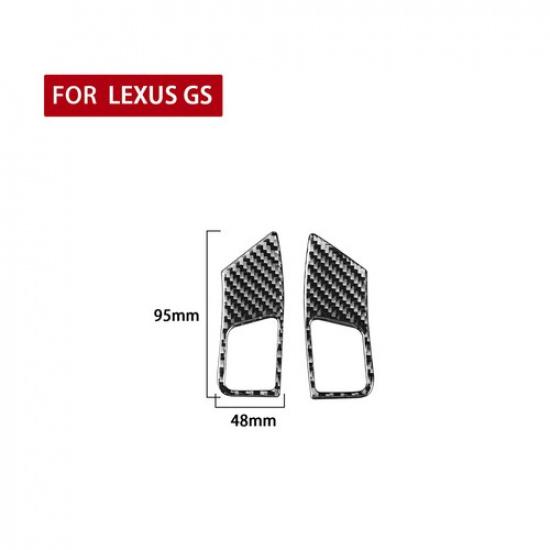 2Pcs Carbon Fiber Steering Wheel Button Cover Trim For Lexus GS300/350/430/450h