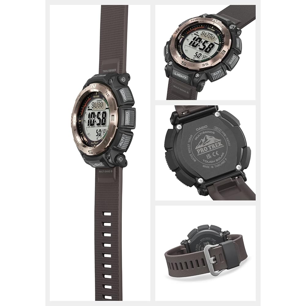 Casio Pro Trek PRW-3400Y-5JF Men's Brown Solar Radio Watch Biomass Plastic 200m Water Resistant