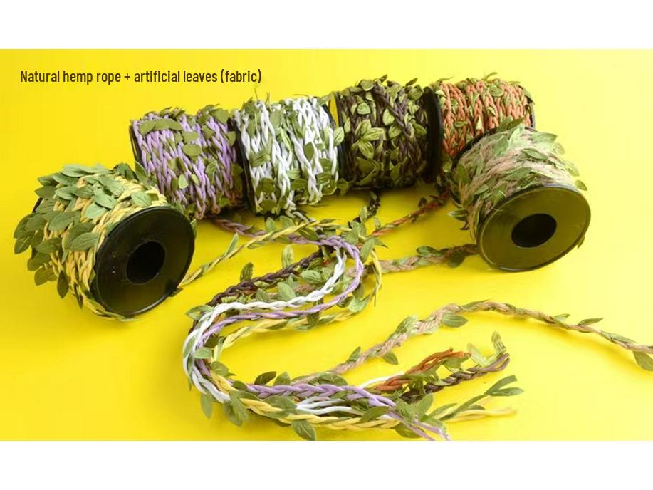 Jute Rope with Rattan Green Leaves for DIY Air Conditioner Pipe Decoration and Crafts