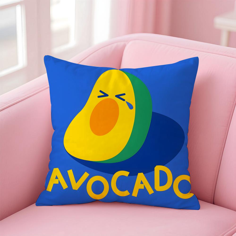 Cute Anime Fruit Illustration Cushion Cover Pillow Case Soft Friendly Fabric Concealed Zipper