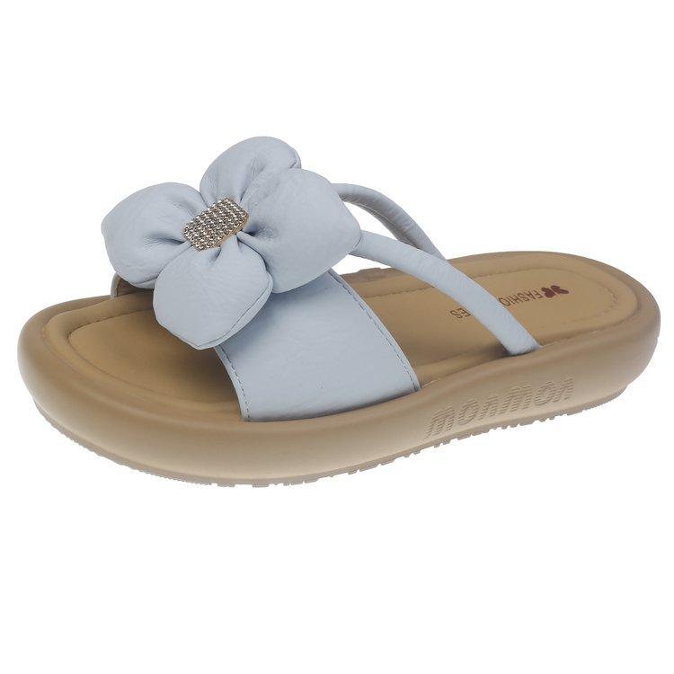 Cool slippers slippers word muffin summer new 2025 fashion thick bottom outer wear fairy wind flower rhinestones