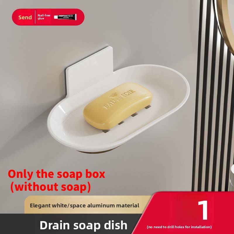 Wall Mounted Soap Dispenser Organizer With Sucker Hook For Bathroom Storage