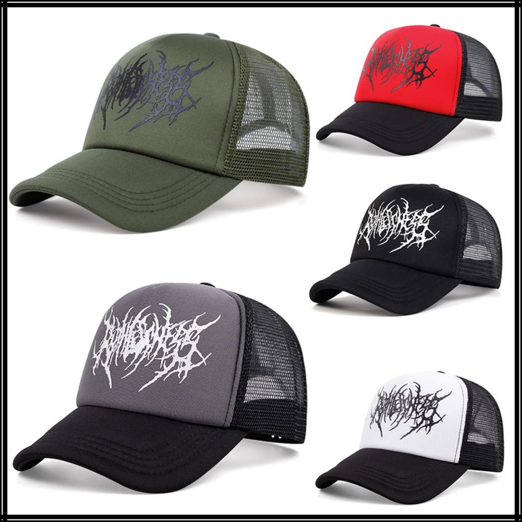 Street CZ825 [White Fang] Cap, Hat, Mesh, Style, Breathable, Fashionable, Stylish, Men's, (Black)