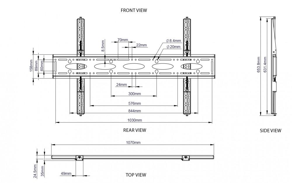 Suporte de parede plano B-Tech BT9903 para montagem de TV com diagonal superior a 65", B-Tech