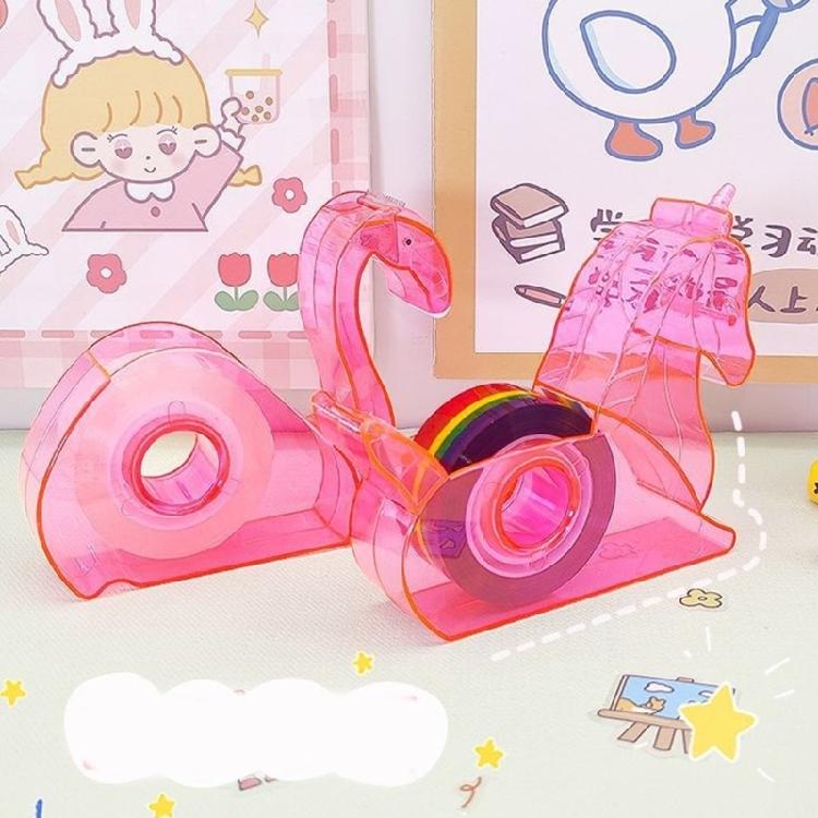 Flamingo Tape Dispenser Packaging Tape Cutter Cartoon Animal Tape Cutting Tool Desktop Tape Holder for Student