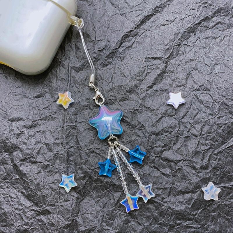 Star Bead Tassels Pendant Phone Charm Hanging Rope Cute Phone Chain Strap Bag Decoration Lanyard Keychain Accessories