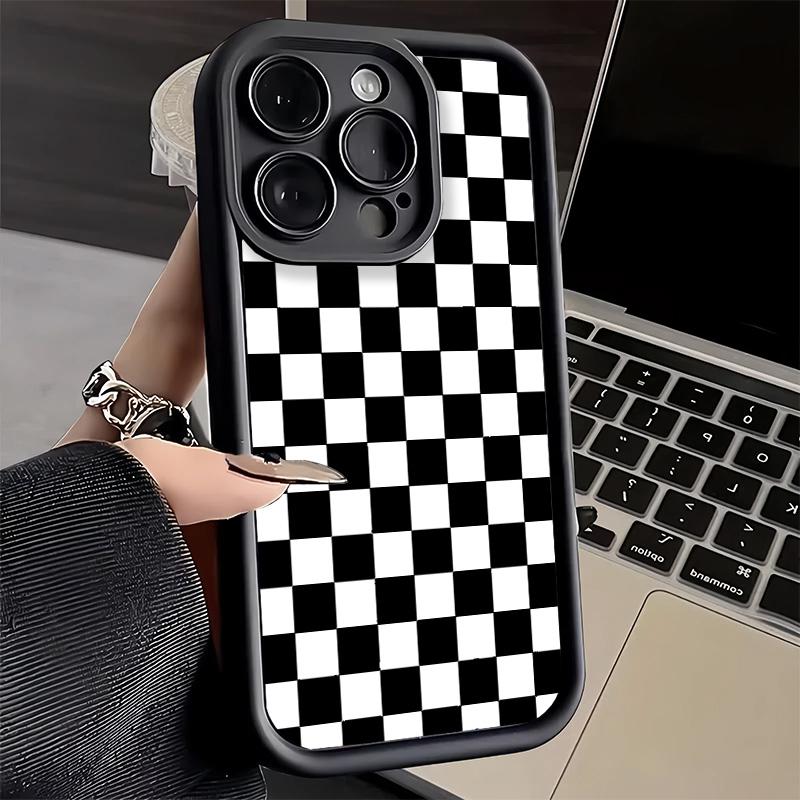 Phone Case for iPhone 17 Air 16E 15 16 Pro Max Retro Classic Chess Board Grid Cover 14 Plus 13 12 Mini Soft Shell Silicone Funda