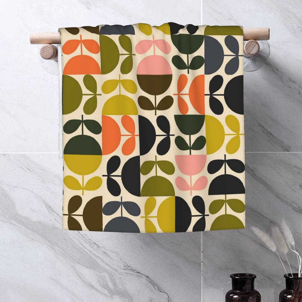 Flower Stem Orla Kiely Pattern Soft Face Towel Quick Dry Pool Bath Cotton Towels Absorbent Quick