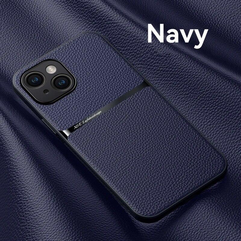 

Роскошный магнитный кожаный чехол для Iphone 15 14 13 12 11 Pro Max Plus Xsmax Xr противоударный защитный чехол для камеры чехол For iPhone15 Pro Max темно-синий