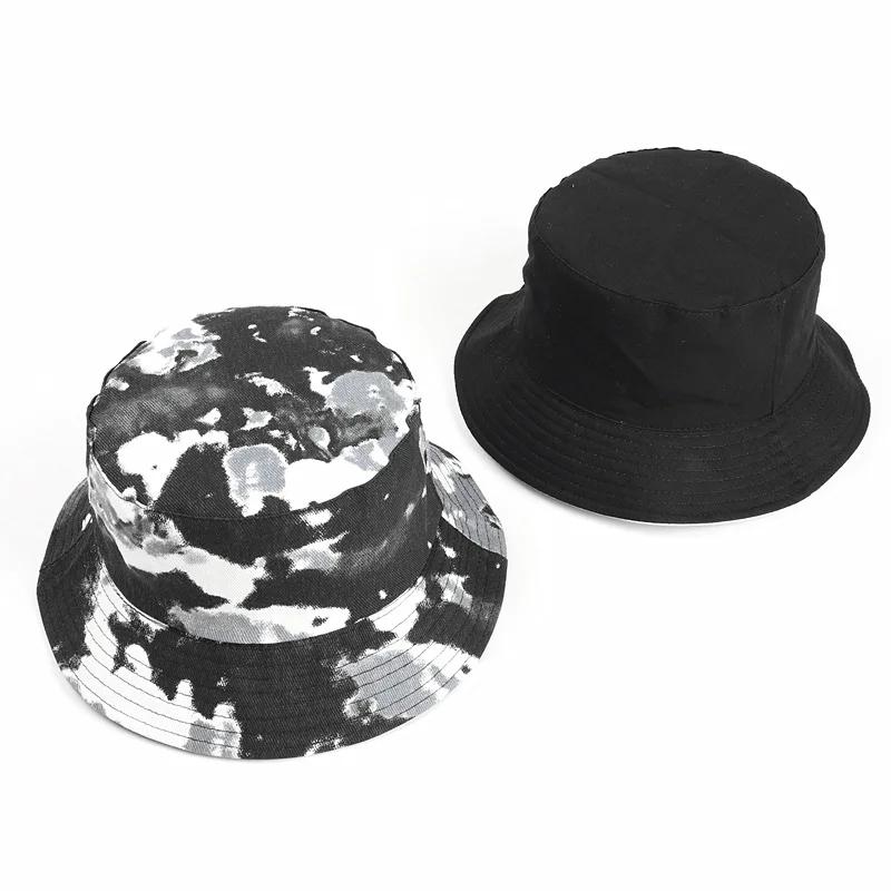New Unisex Outdoor Tie Dye Fisherman's Hat Personality Women Double Sided Bucket Cap Europe Men Uv Protection Panama Sun Caps