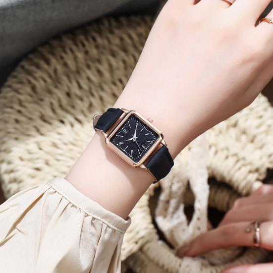 Quartz Watch for Women Luminous Hands Compact Wristwatch Elegant Arabic Numerals Watch Easy Night Reading Square Watch for Daily Wear Gift