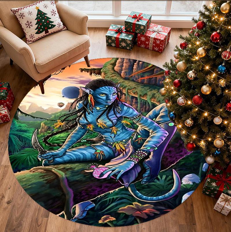 Avatar Pattern Round Rug, Indoor/Outdoor Mat, for Picnic, Gameroom, Bedroom, Office, Living Room, Home Decor Carpet, Birthday Gift