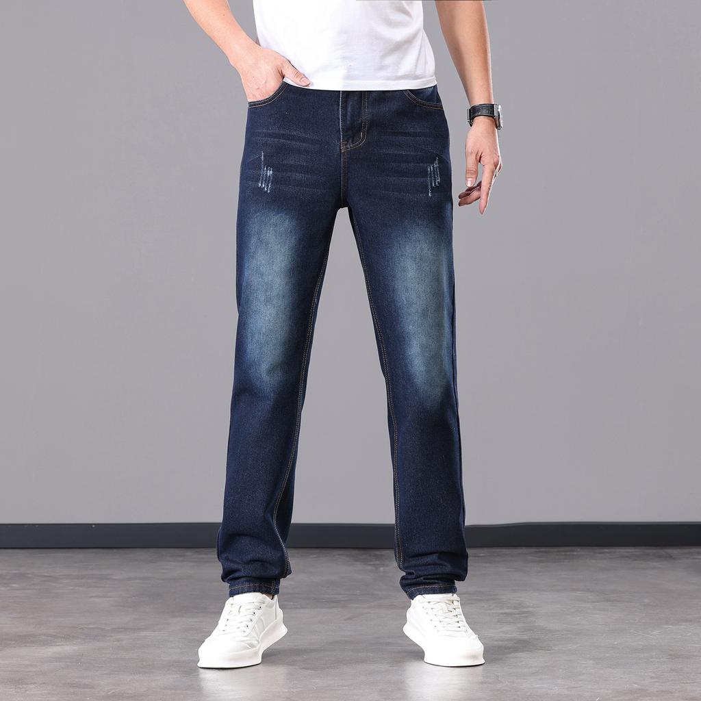Plus Size Men's Jeans Oversized Distressed Denim Hip-Hop Style Skinny Fit Slim-Cutting Jeans