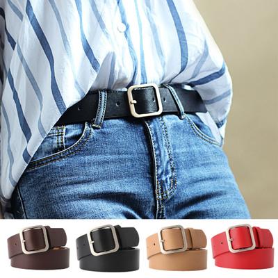 Women Faux Leather Belt Adjustable Length Waistband Square Buckle Female Retro Belt Costume Accessories