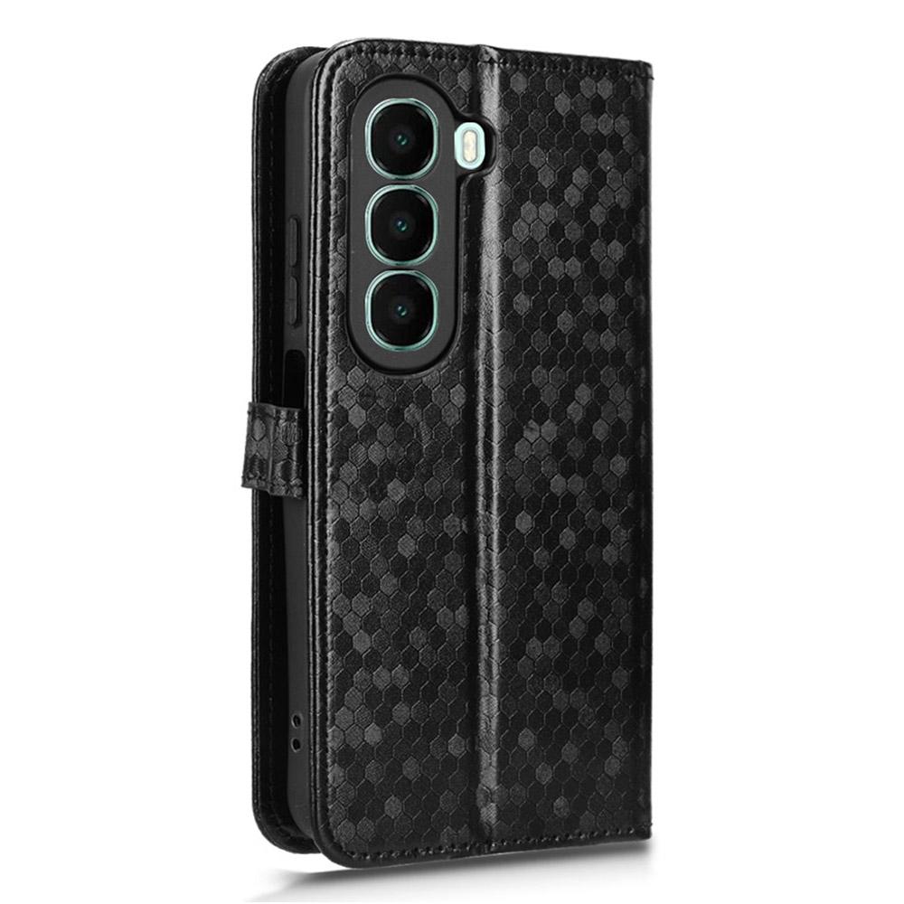 For itel A95 5G Wallet Case Dot Pattern Imprint PU Leather Phone Cover with Wrist Strap