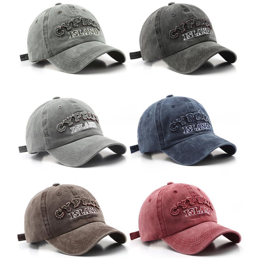 Berretto con visiera europeo e americano Vintage Lavato Usurato Ricamo di lettere Visiera curva Trendy Unisex Sport all'aperto Casuale Berretto da baseball
