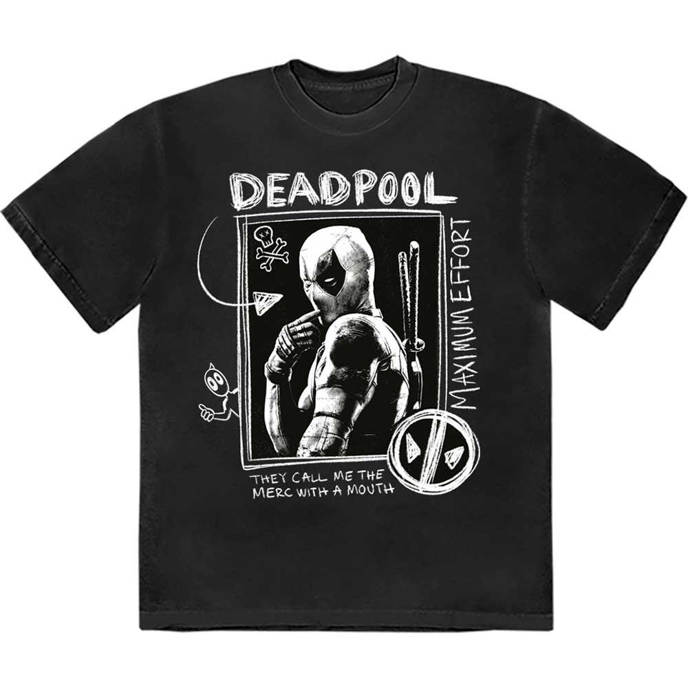 Marvel Comics Unisex Adult Merc With A Mouth Max Effort Deadpool T-Shirt