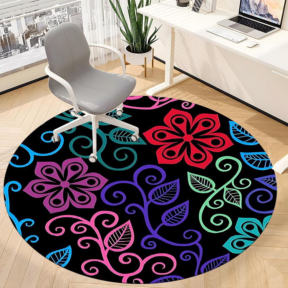 1PC Floral Pattern Chair Carpet for Office Non-Slip, Lightweight, Machine Washable Rug for Office, Sleeping, Room - Holiday Decoryy251009071