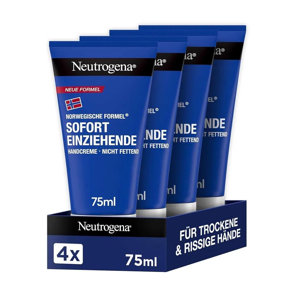 Neutrogena Норвежская Формула Быстро впитывающий крем для рук Увлажняющий уход за руками для сухих рук 75 мл Упаковка 4 шт.
