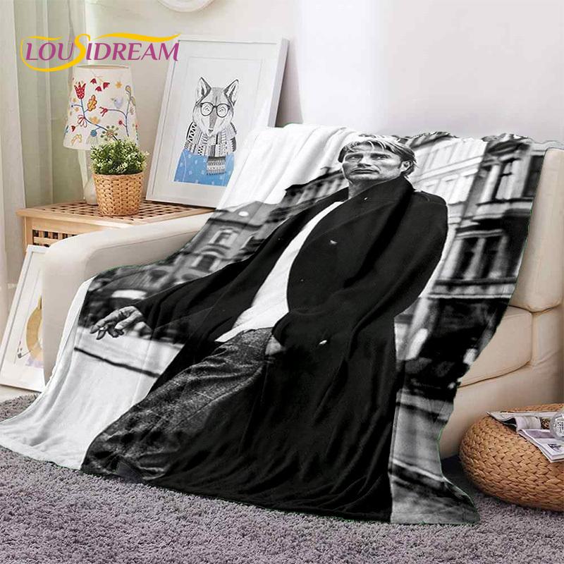 Mads Mikkelsen 3D Schauspieler StarSoft Decken, Warm halten Überwurfdecke Bequeme Decke für Picknick Betten Sofa Zuhause Schlafzimmer Geschenk Kind