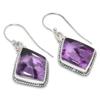 Natural Brazilian Amethyst Gemstone 925 Solid Sterling Silver Earring 1.50" h5H60