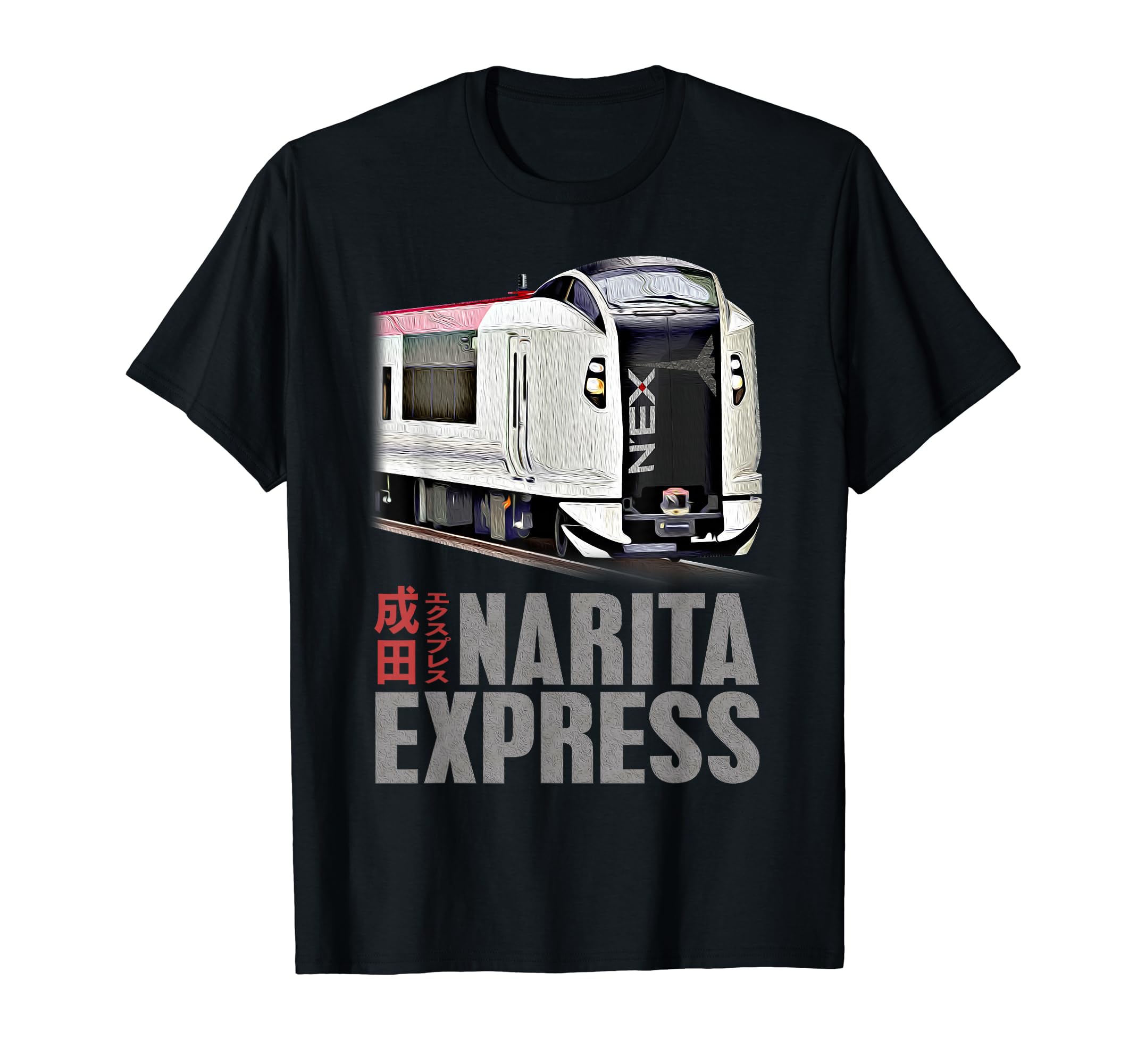 Narita Express Поезд Японии Токио NRT Экспресс Японский Кандзи Футболка