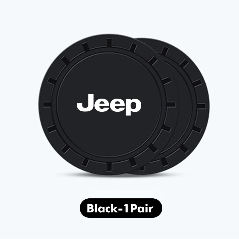 For Jeep 2Pcs PVC Silicone Car Coaster Water Cup Bottle Holder Mat Anti-slip Pad Coaster Cherokee Wrangler JK Gladiator Compass AJV1